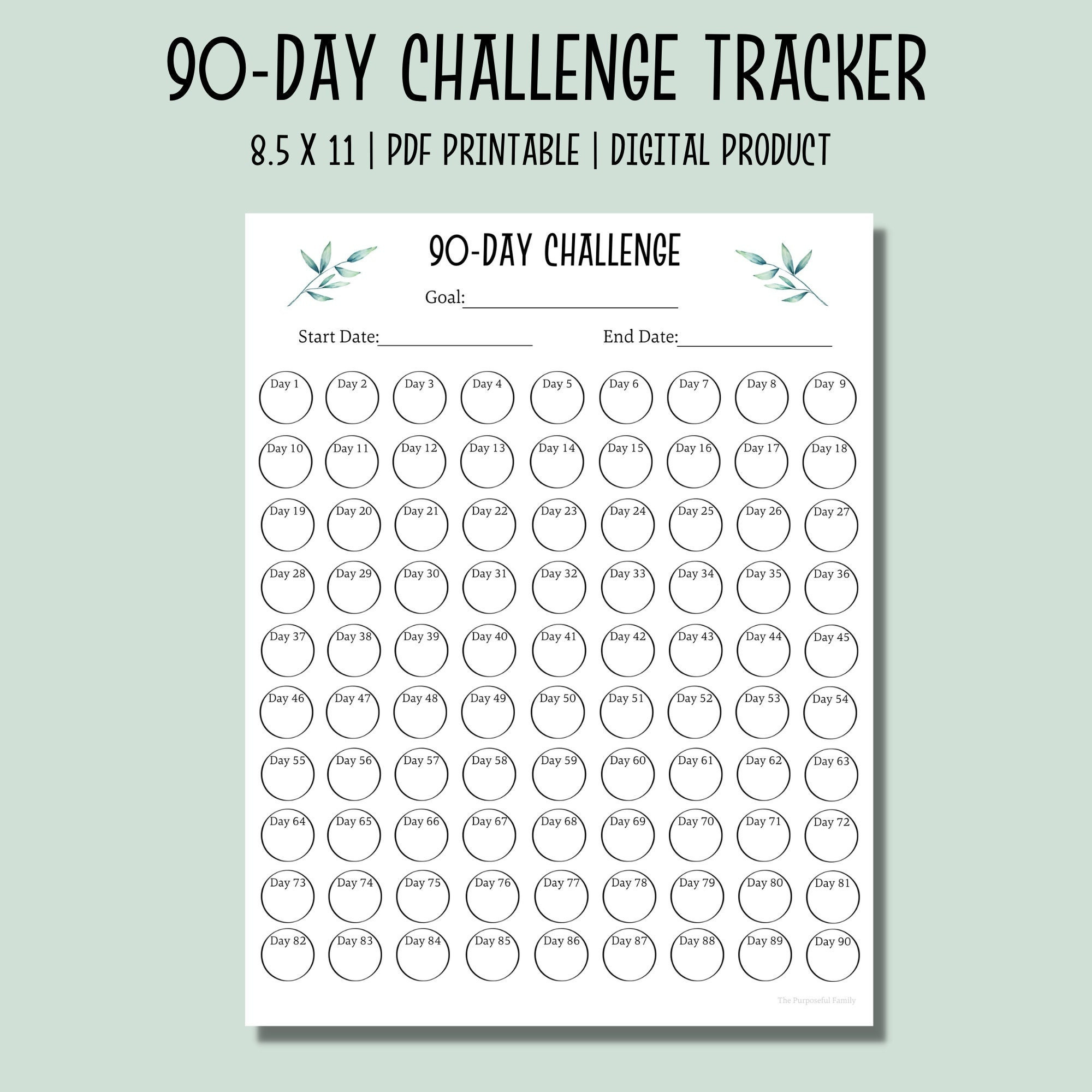 90 Day Calendar - Etsy in 90 Day Countdown Calendar 2025 Printable