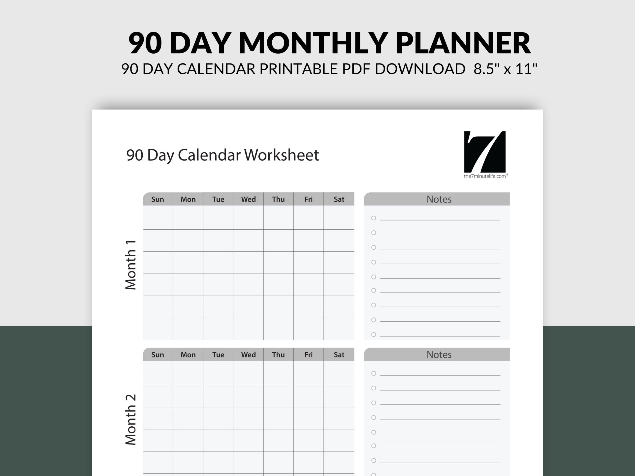 90 Day Calendar - Etsy inside 90 Day Countdown Calendar 2025 Printable