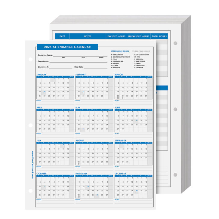 Free Printable Employee Attendance Calendar 2025