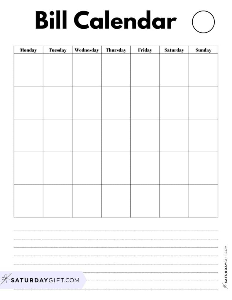 Bill Organizer Template - 39 Cute &amp;amp; Free Printable Bill Trackers in Calendar 2025 For Bills Printable