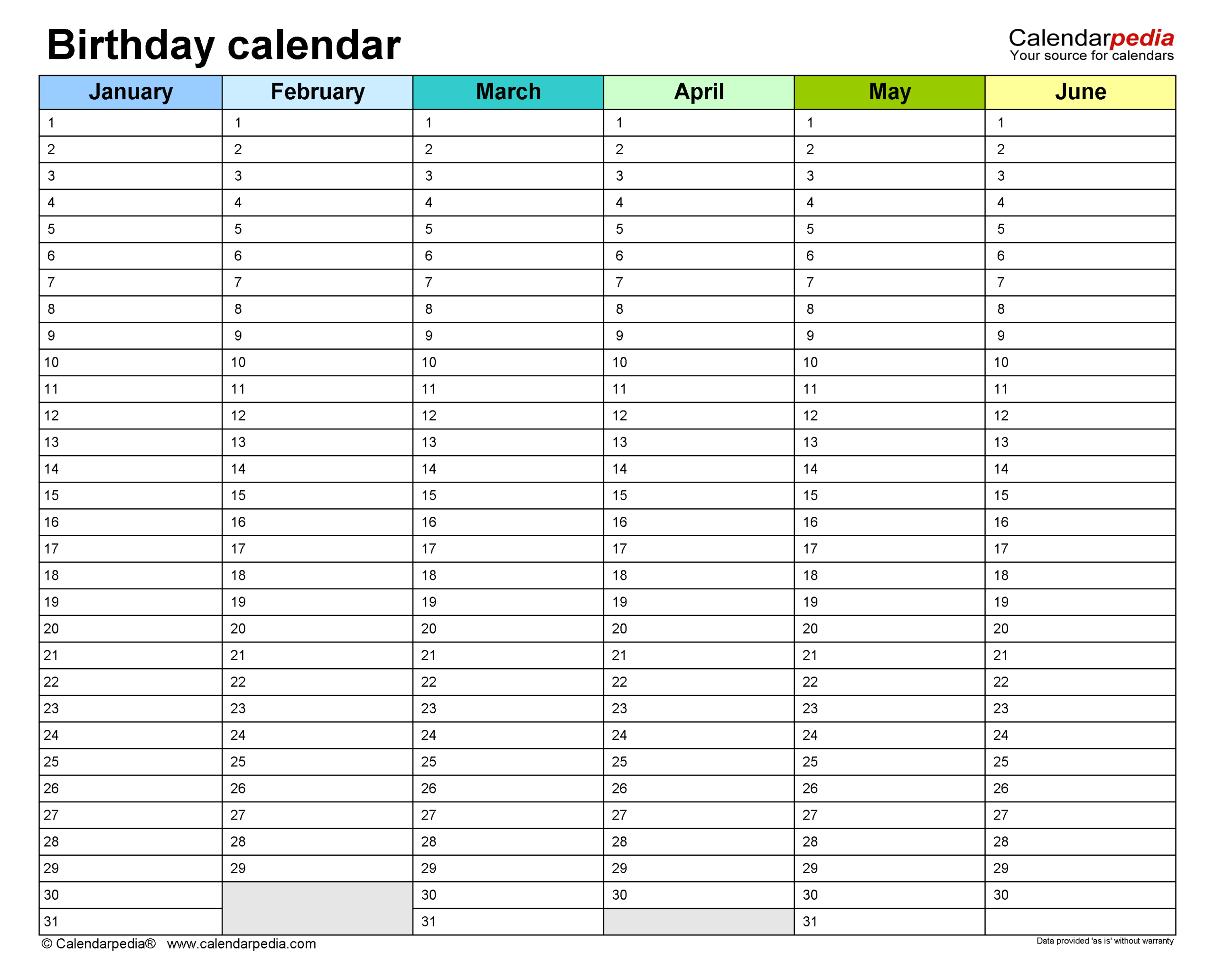 Birthday Calendars - Free Printable Pdf Templates with Printable Family Birthday Calendar 2025