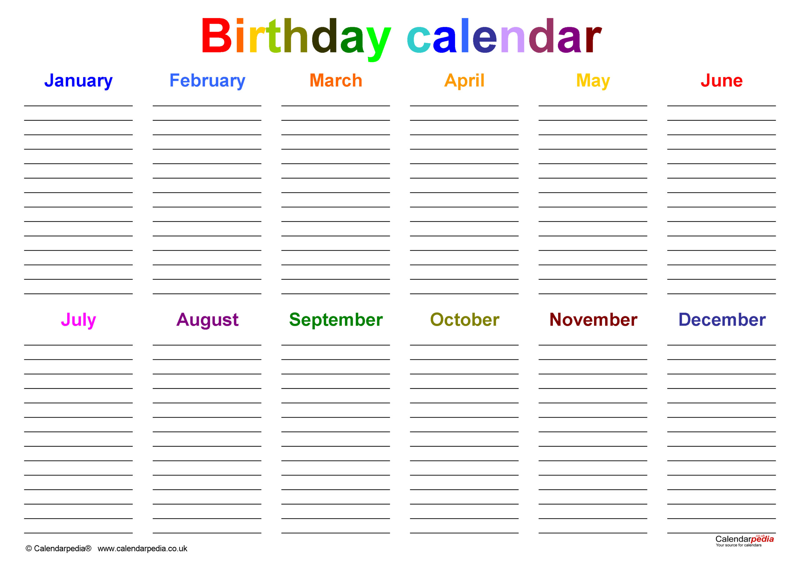 Birthday Calendars In Pdf Format with regard to Birthday And Anniversary Calendar 2025 Printable