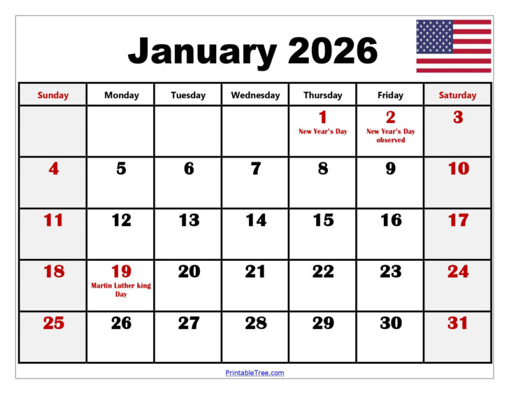 January 2026 Printable Calendar