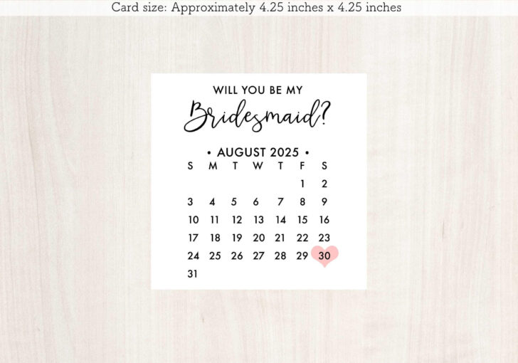 Bridesmaid Proposal Calendar 2025 Printable