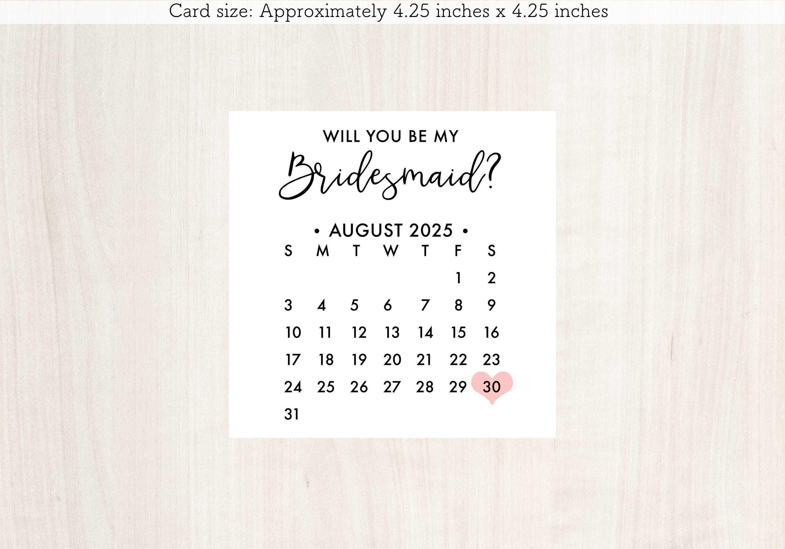 Bridesmaid Proposal Calendar, Save The Date, Bridesmaid Calendar pertaining to Bridesmaid Proposal Calendar 2025 Printable