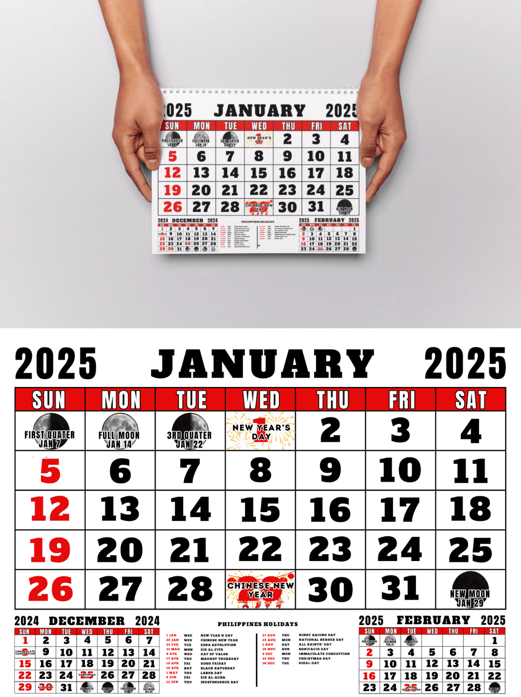 Calendar 2025 Editable Canva Templatepopprintph25 - Raket.ph intended for 2025 Calendar Philippines with Holidays Printable