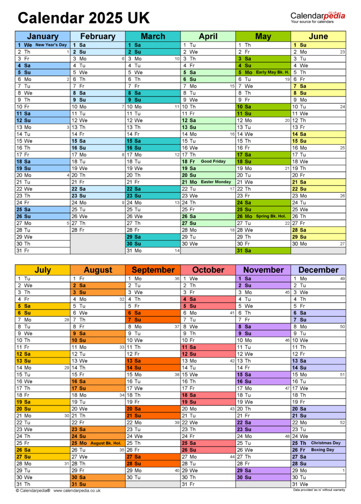 5 Year Calendar 2025 to 2025 Printable