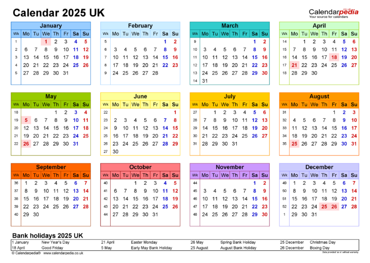 Calendar 2025 Days of the Week Printables