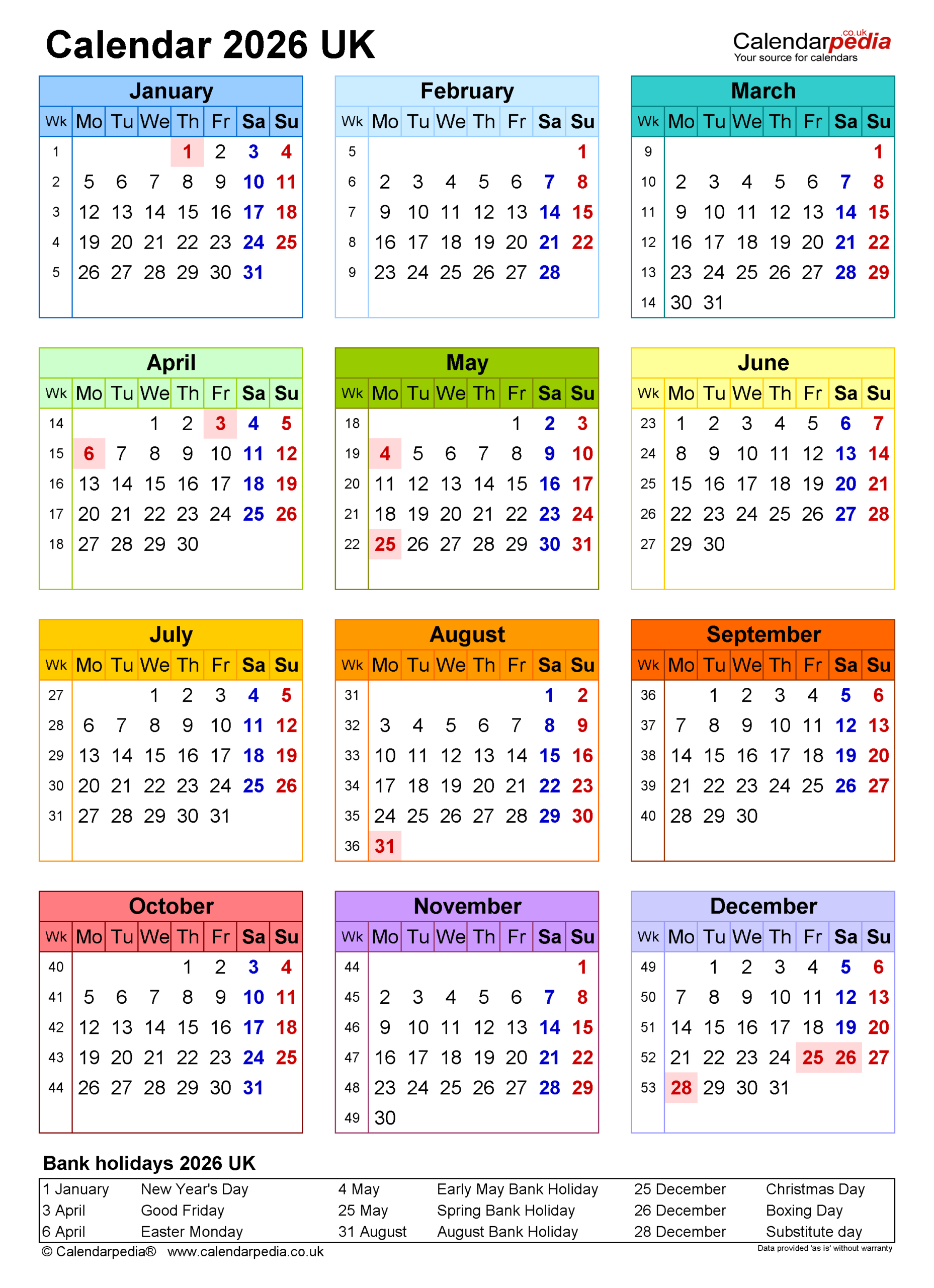 Calendar 2026 (Uk) - Free Printable Pdf Templates for Calendar For 2026 Printable