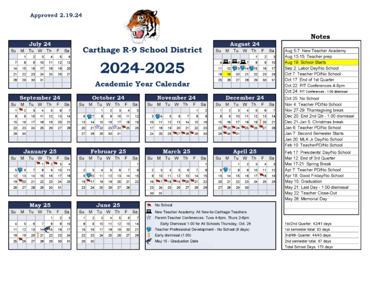 Mizzou Fall 2025 Start Date Calendar Printable