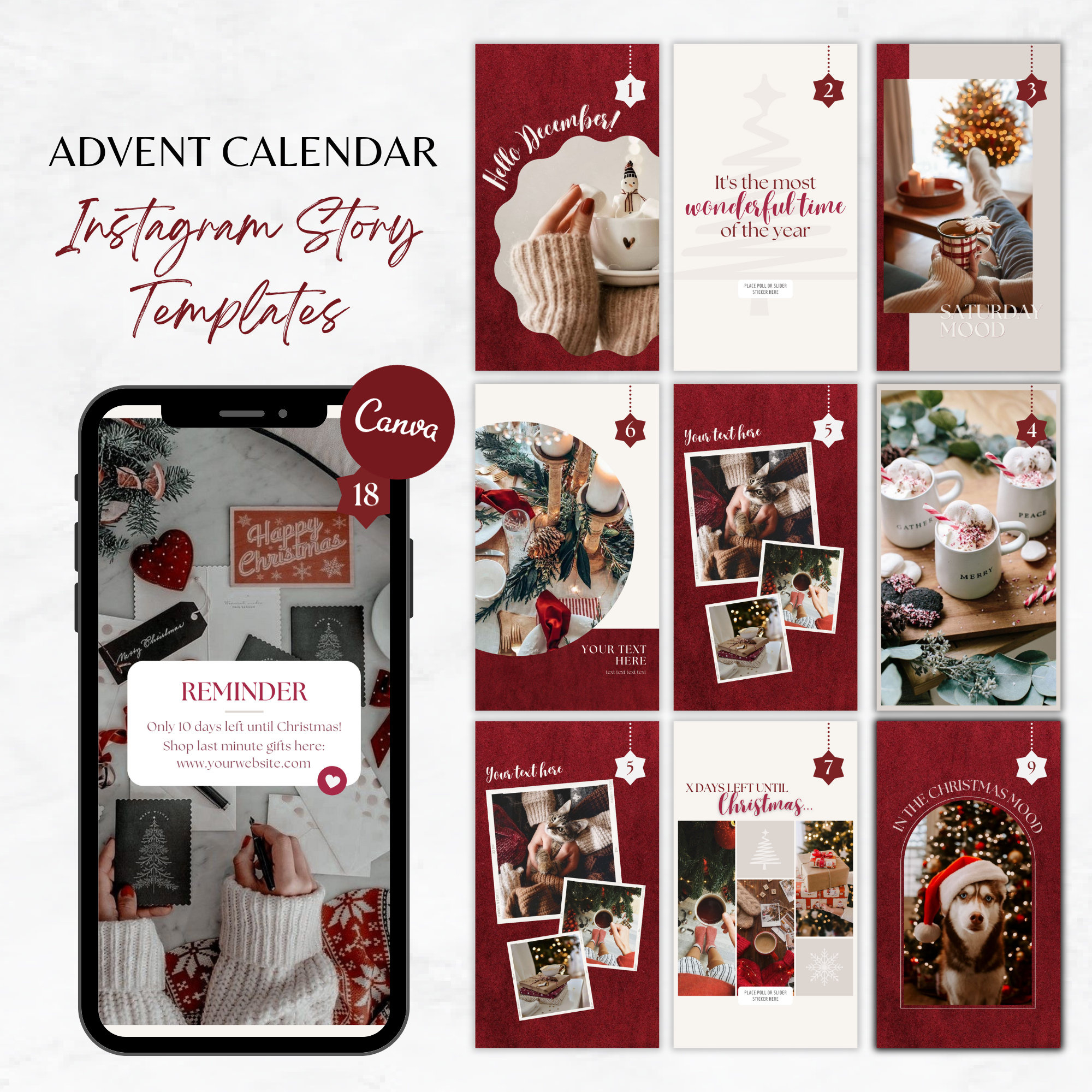 Christmas Advent Template Instagram Story, Advent Calendar inside Christmas Story Advent Calendar 2025 Printable