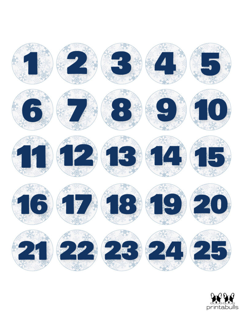 Christmas Numbers | Printabulls in Advent Calendar 2025 Free Printable Numbers