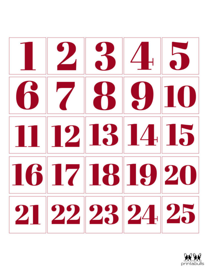 Advent Calendar 2025 Free Printable Numbers