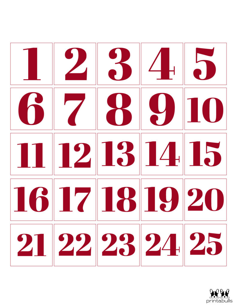 Christmas Numbers | Printabulls throughout Advent Calendar 2025 Free Printable Numbers