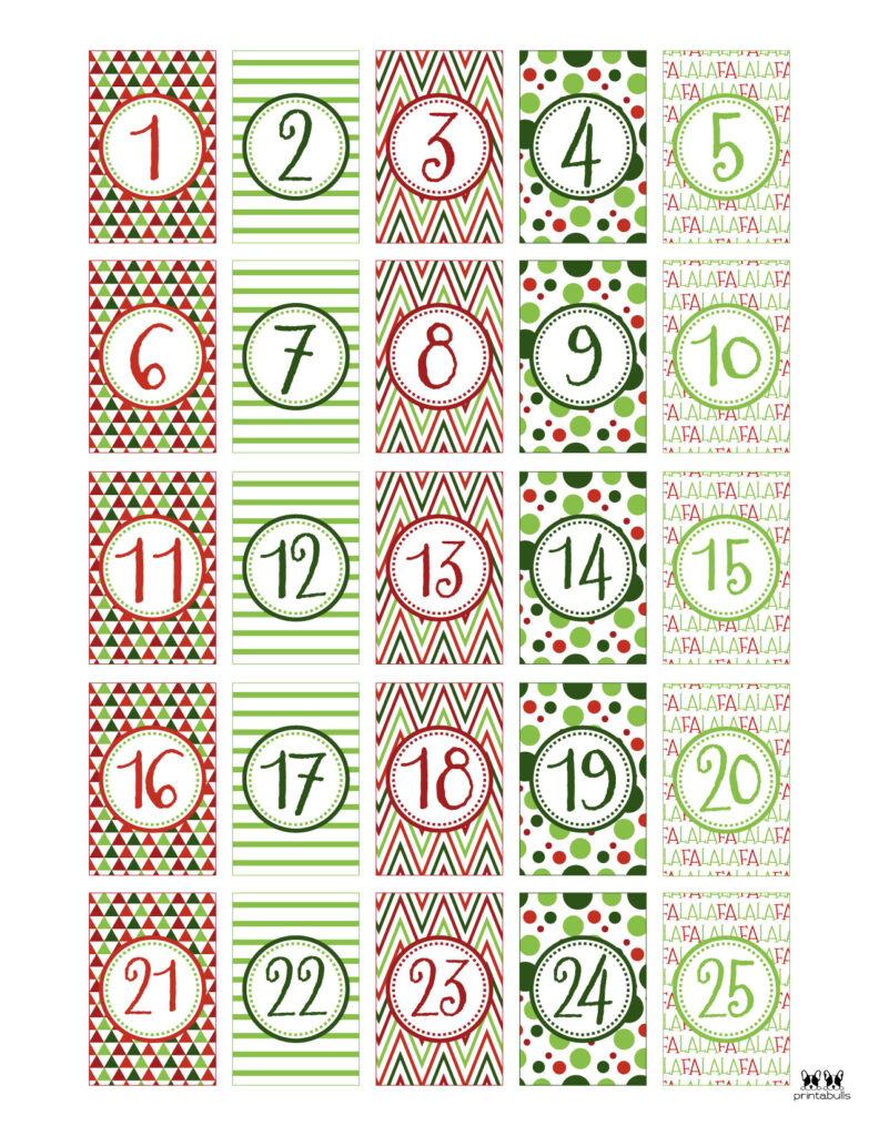 Christmas Numbers | Printabulls with Advent Calendar 2025 Free Printable Numbers