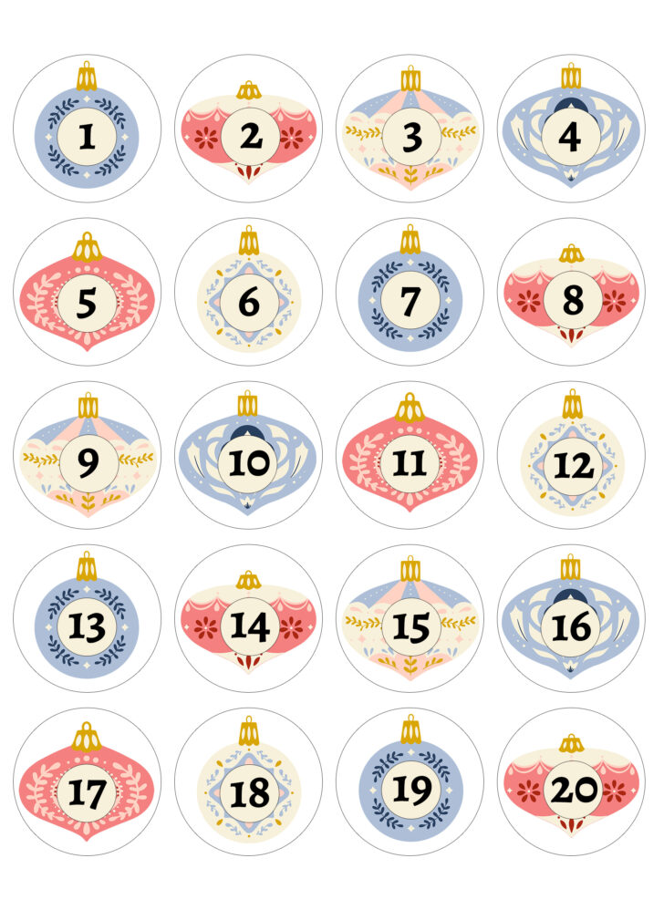 Advent Calendar 2025 Stickers Printable