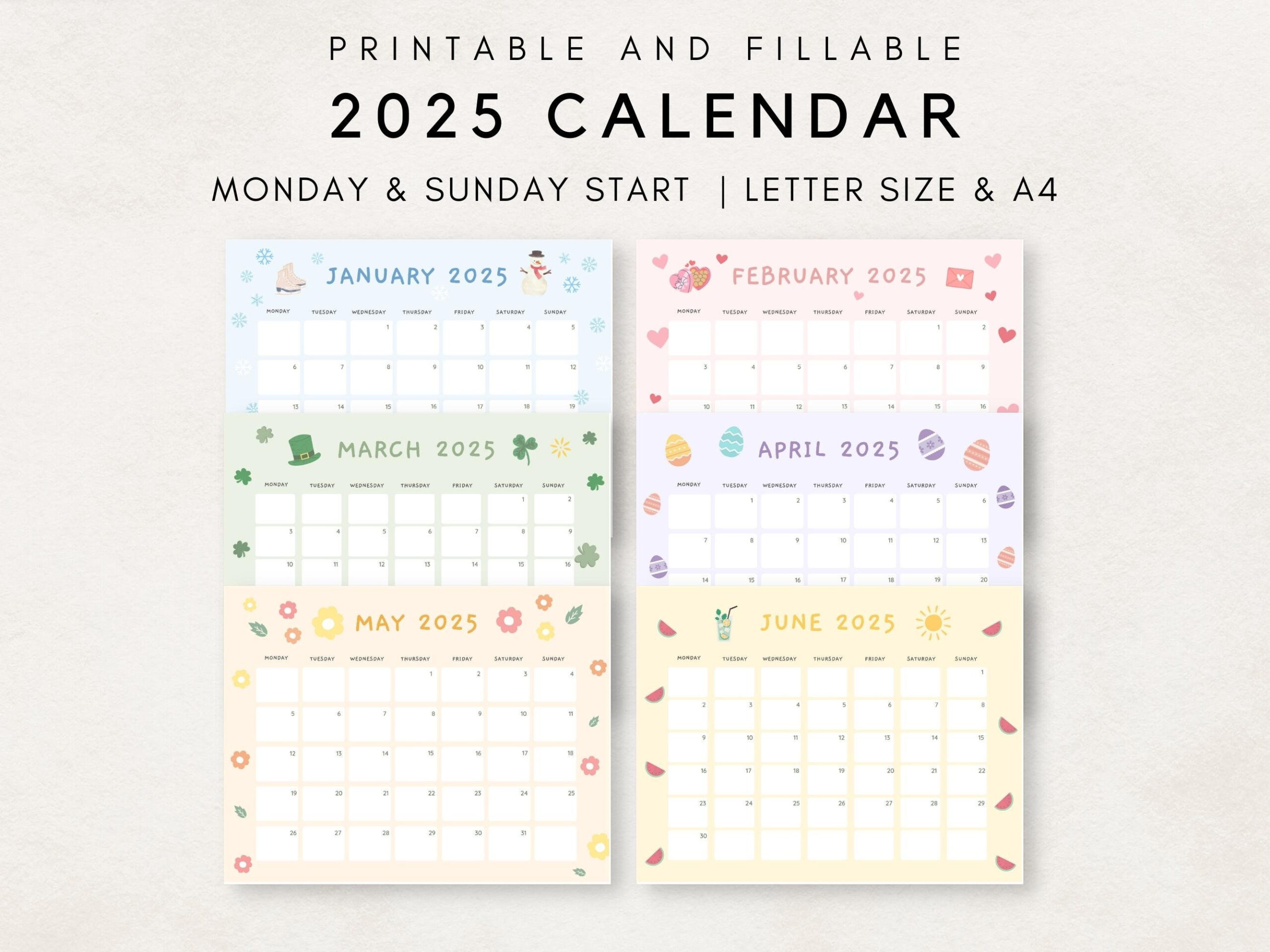 Cute 2025 Calendar Printable, Monthly Calendar 2025, 2025 Planner throughout Weekly Calendar 2025 Printable Cute