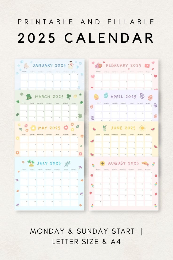 Cute 2025 Calendar Printable, Monthly Calendar 2025, Monthly within Aesthetic Printable Calendar 2025