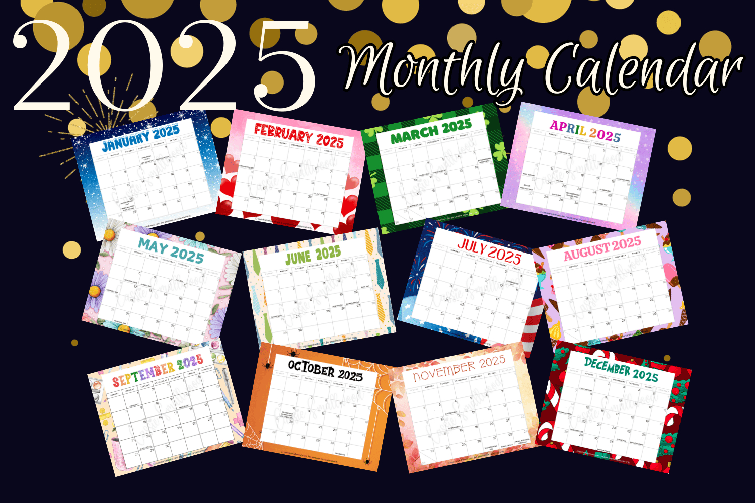 Cute 2025 Free Printable Monthly Calendars - Cassie Smallwood in Advent Calendar 2025 Printable Activities