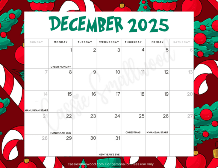 Advent Calendar 2025 Printable Template