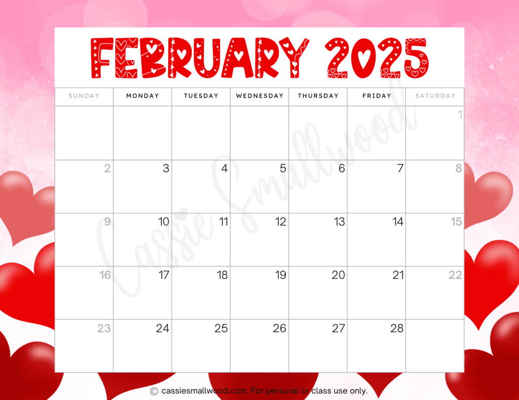 Cute 2025 Free Printable Monthly Calendars - Cassie Smallwood regarding Cute Monthly Calendar Printable 2025