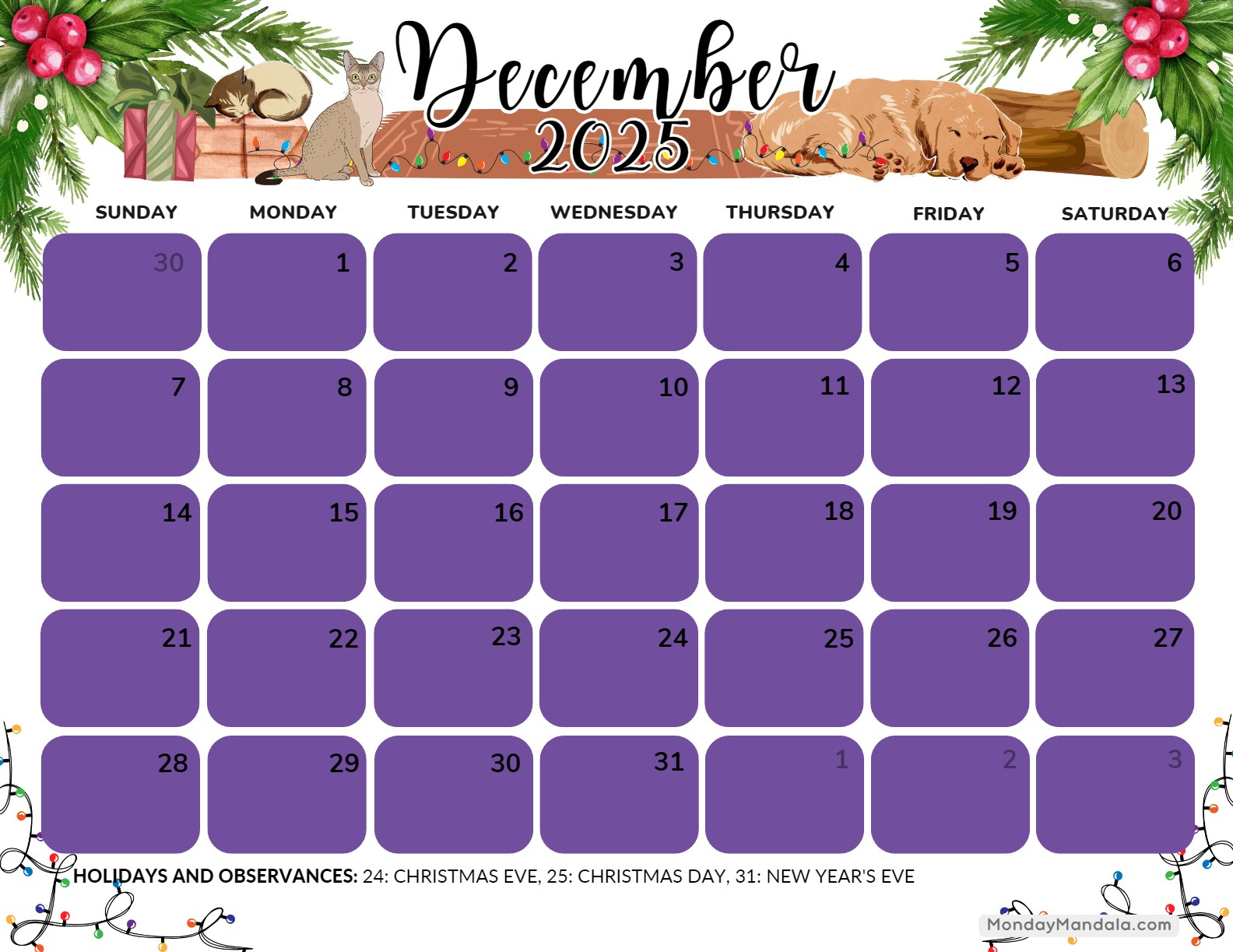 December 2025 Calendar (52 Free Pdf Printables) inside Printable Advent Calendar 2025