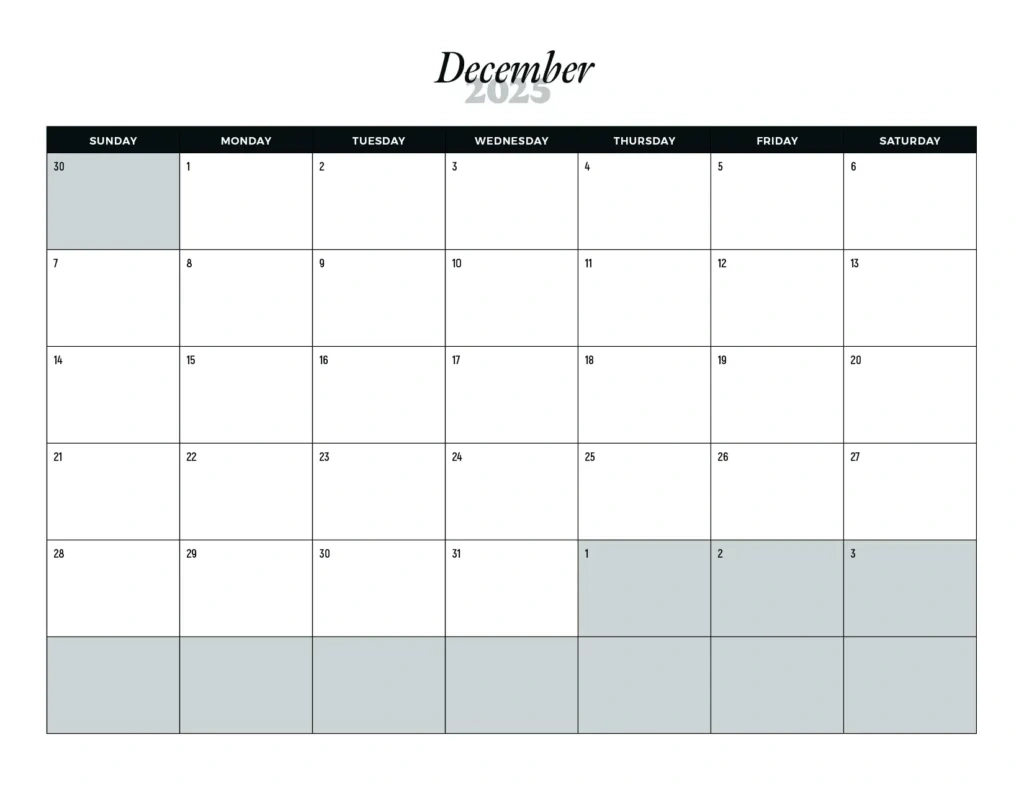 December 2025 Calendars - Free Pdf Download within Blank Printable Advent Calendar 2025