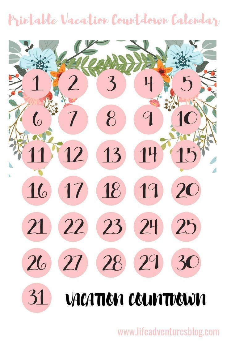 Disney Vacation Countdown Calendars - My Main Street Adventures in 14 Day Countdown Calendar Printable