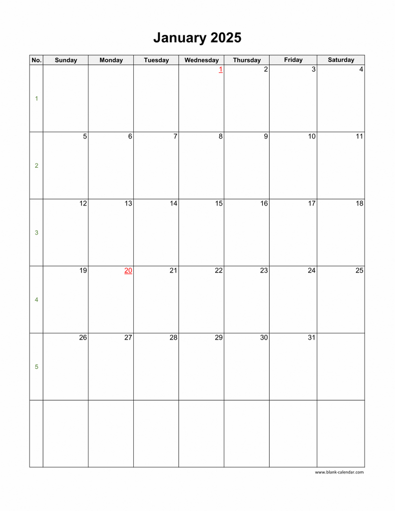 Download Blank Calendar 2025 (12 Pages, One Month Per Page, Vertical) regarding Blank One Month Calendar 2025 Printable