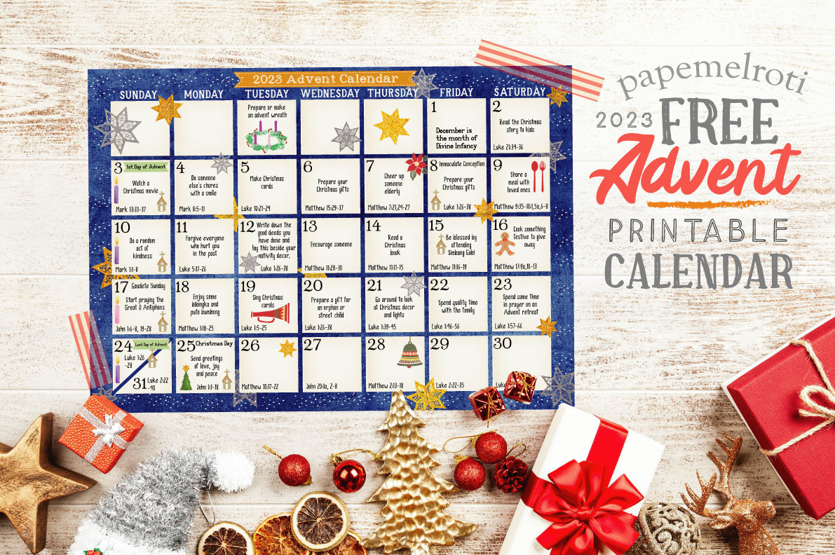 ❄️2023 Advent Calendar Free Printable🎄 – Papemelroti for Free Printable Christian Advent Calendar 2025