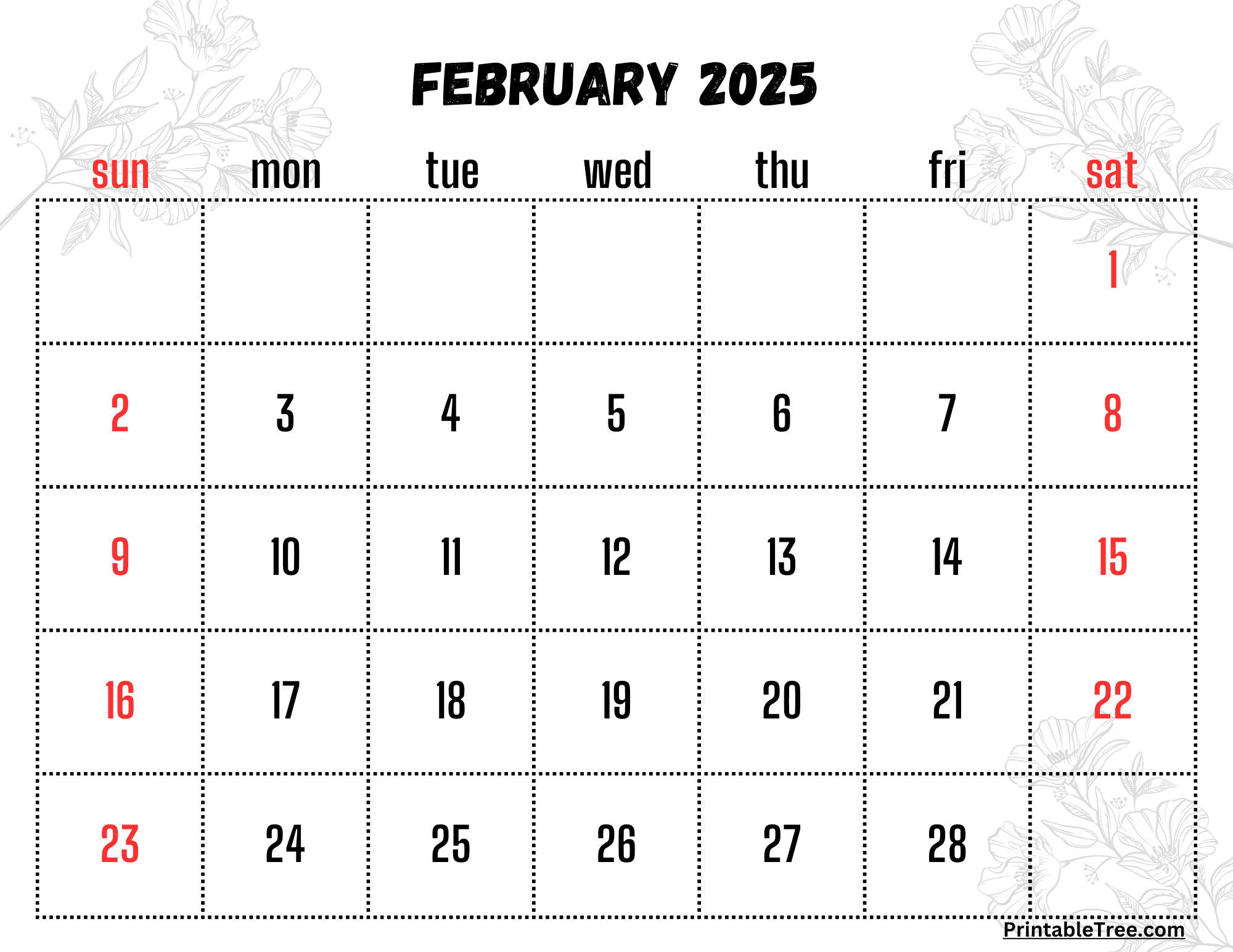 February 2025 Calendar Printable Pdf Template With Holidays in February Calendar 2025 Printable Free