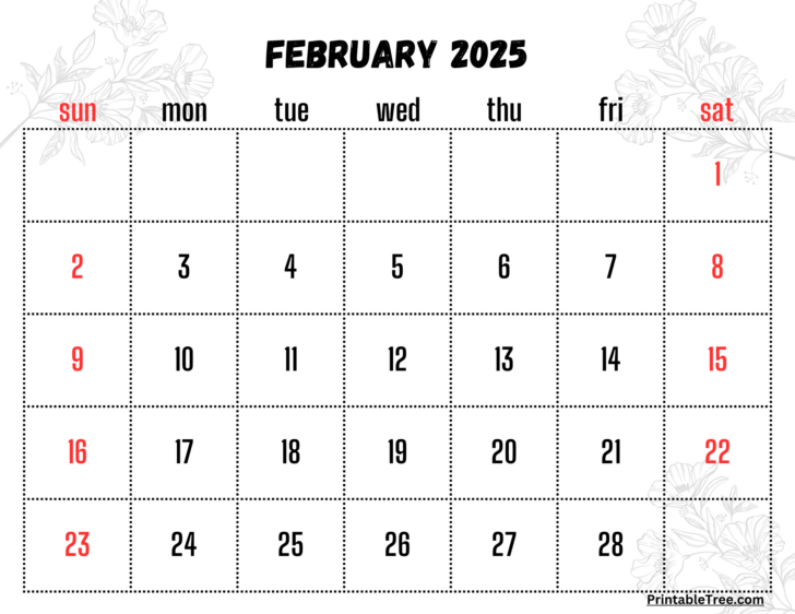 Free Printable Calendar February 2025