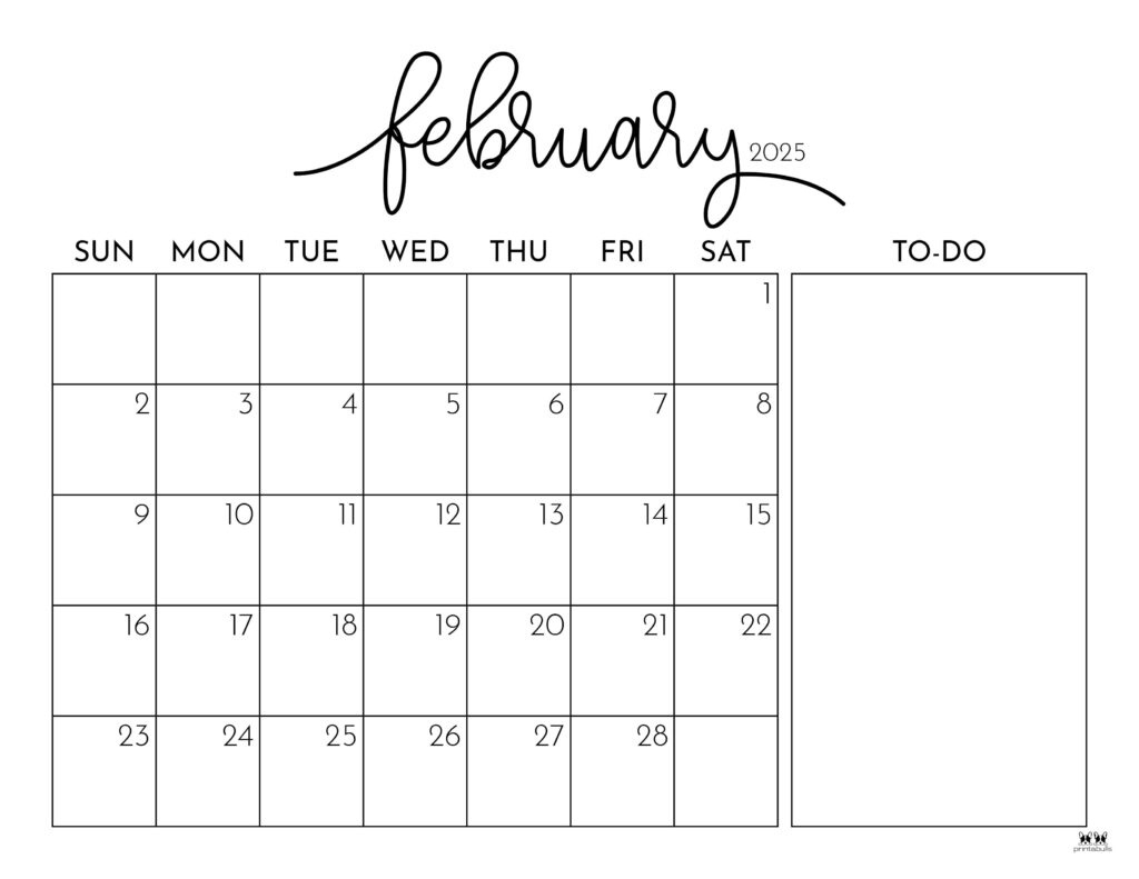 February 2025 Calendars - 107 Free Printables | Printabulls inside Free Printable Calendar February 2025