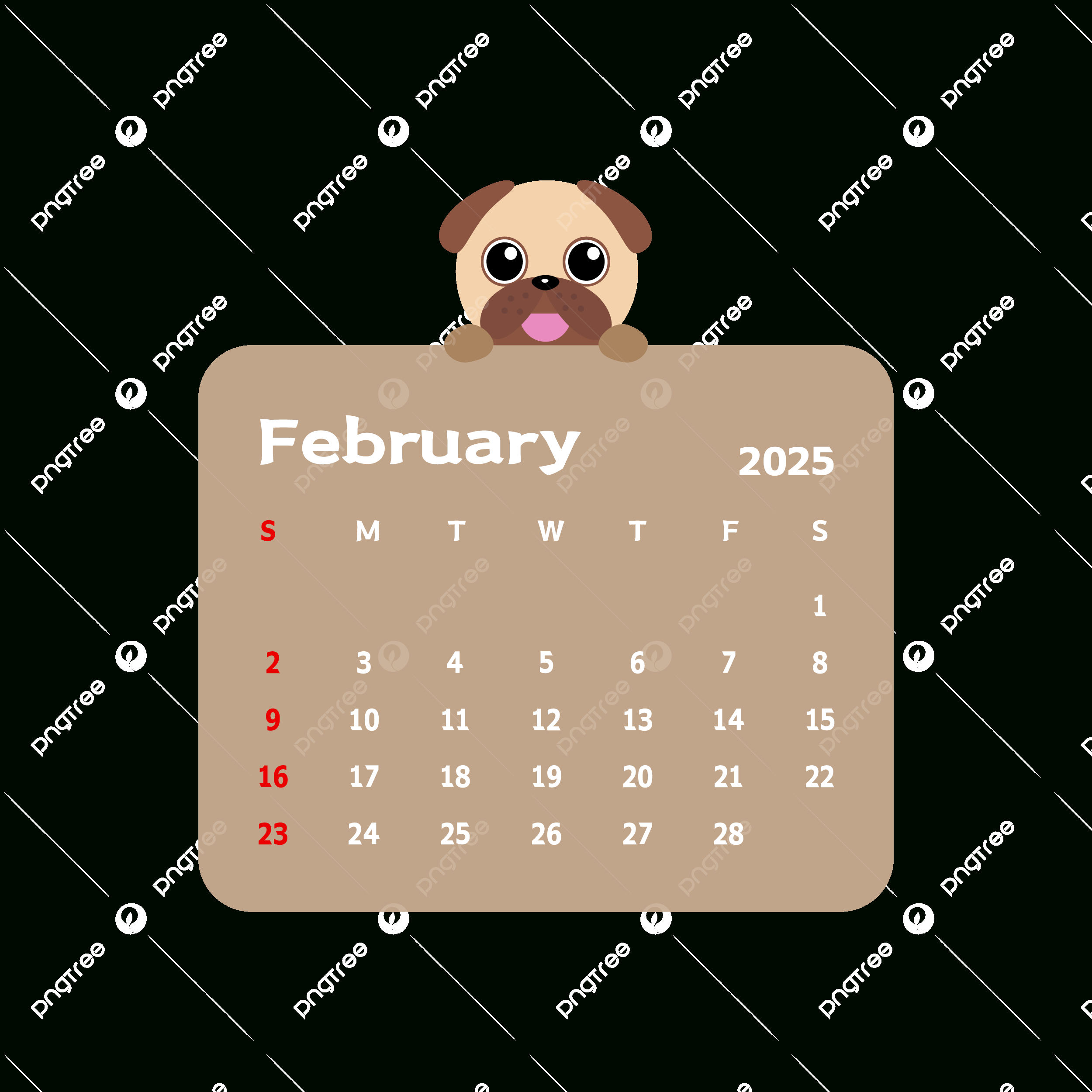 February 2025 Monthly Calendar With Cartoon Dog Vector, Calendar within Free Printable Dog Calendar 2025