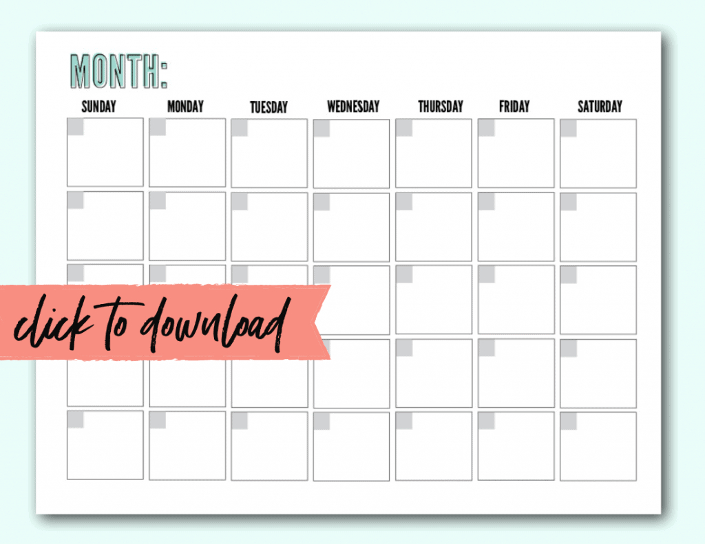 Free Blank Monthly Calendar Template Pdf - The Incremental Mama throughout Free Printable Monthly Calender