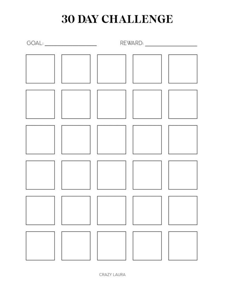 30 Day Challenge Printable Calendar