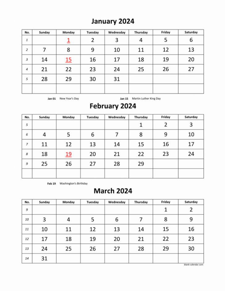 3 Month Calendar Free Printable