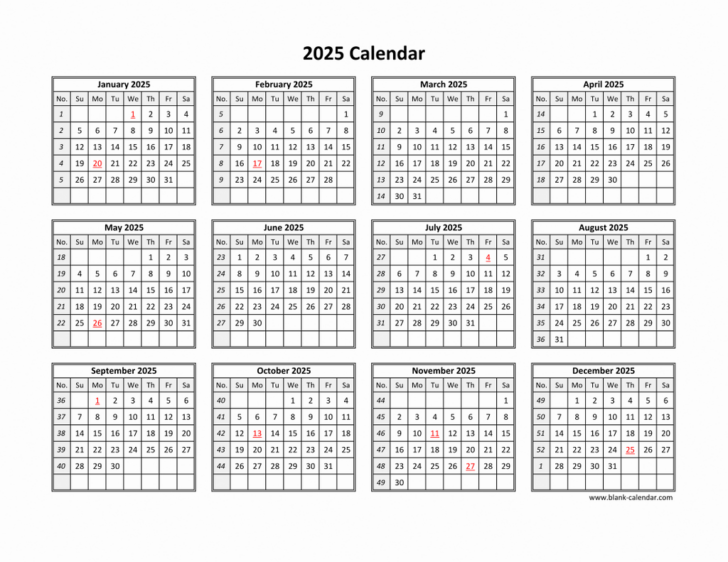 Blank Calendar 2025 Pages Free Printable