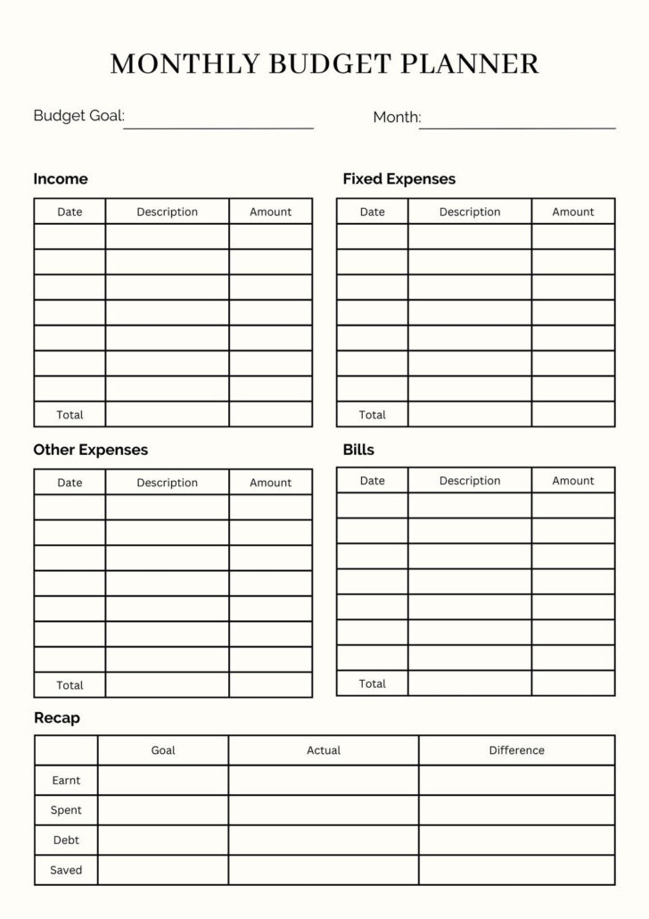 Printable Monthly Budget Calendar 2025