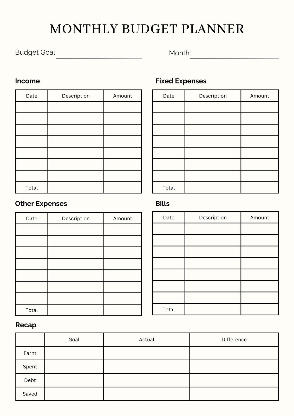 Free Personalized Monthly Planner Templates To Print | Canva with Printable Monthly Budget Calendar 2025