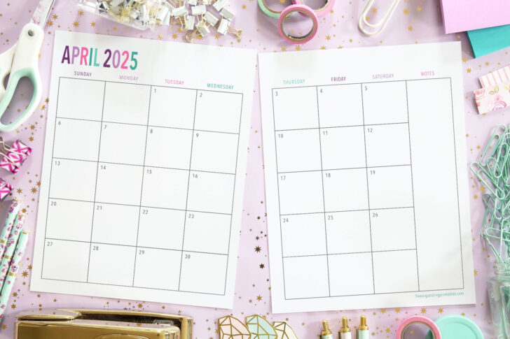 2 Page Printable Monthly Calendar