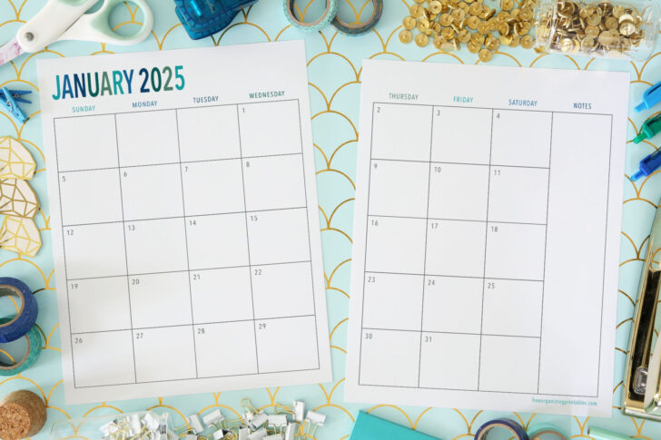 Printable Calendar 2025 Pages Blank