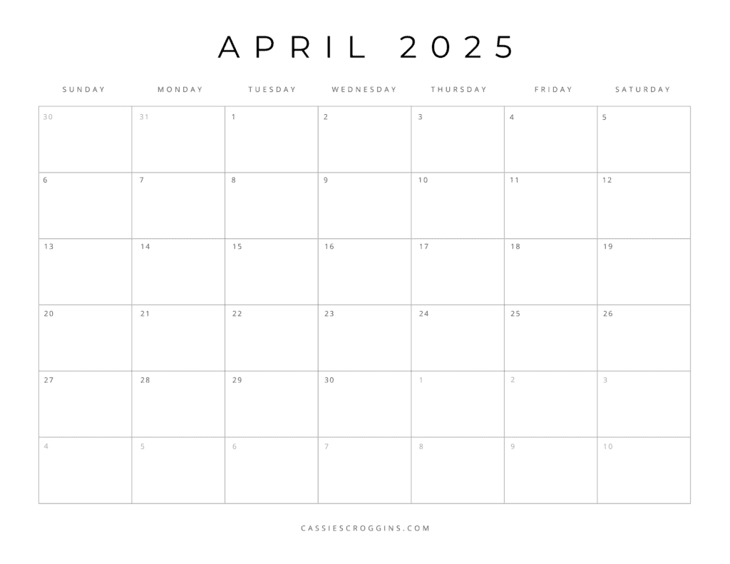 Free Printable 2025 Blank Calendar Templates (All 12 Months) for 2025 Printable Calendar Template