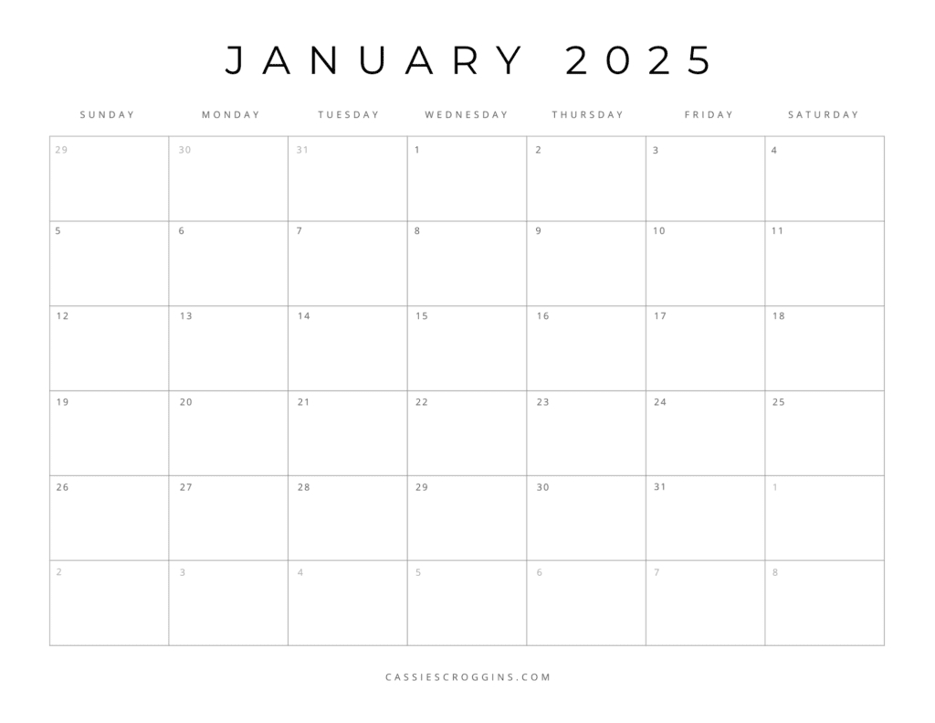 Free Printable 2025 Blank Calendar Templates (All 12 Months) pertaining to Blank Calendar 2025 Pages Free Printable