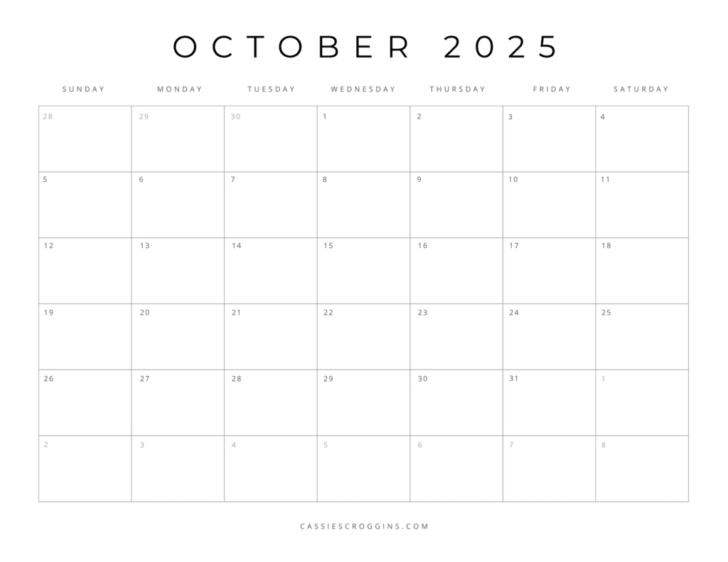 2025 Printable Monthly Calendar with Holidays