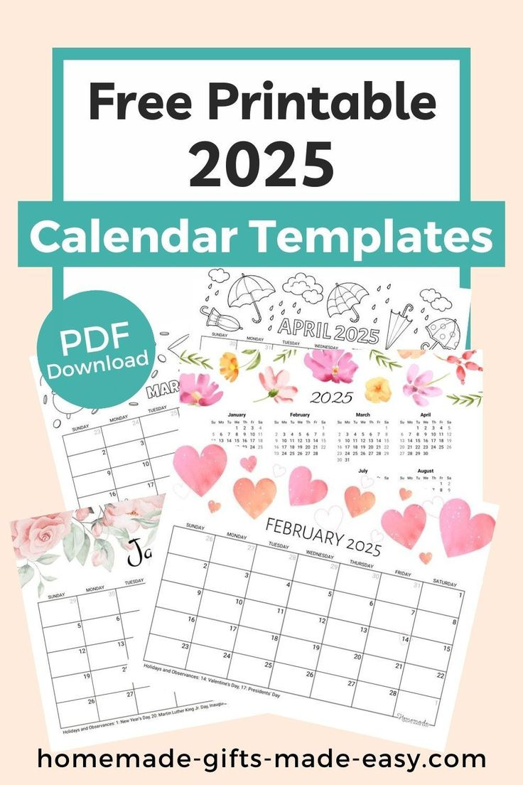 Free Printable 2025 Calendar Year | Homemade Gifts Made Easy with 2025 Printable Calendar Homemade Gifts Made Easy