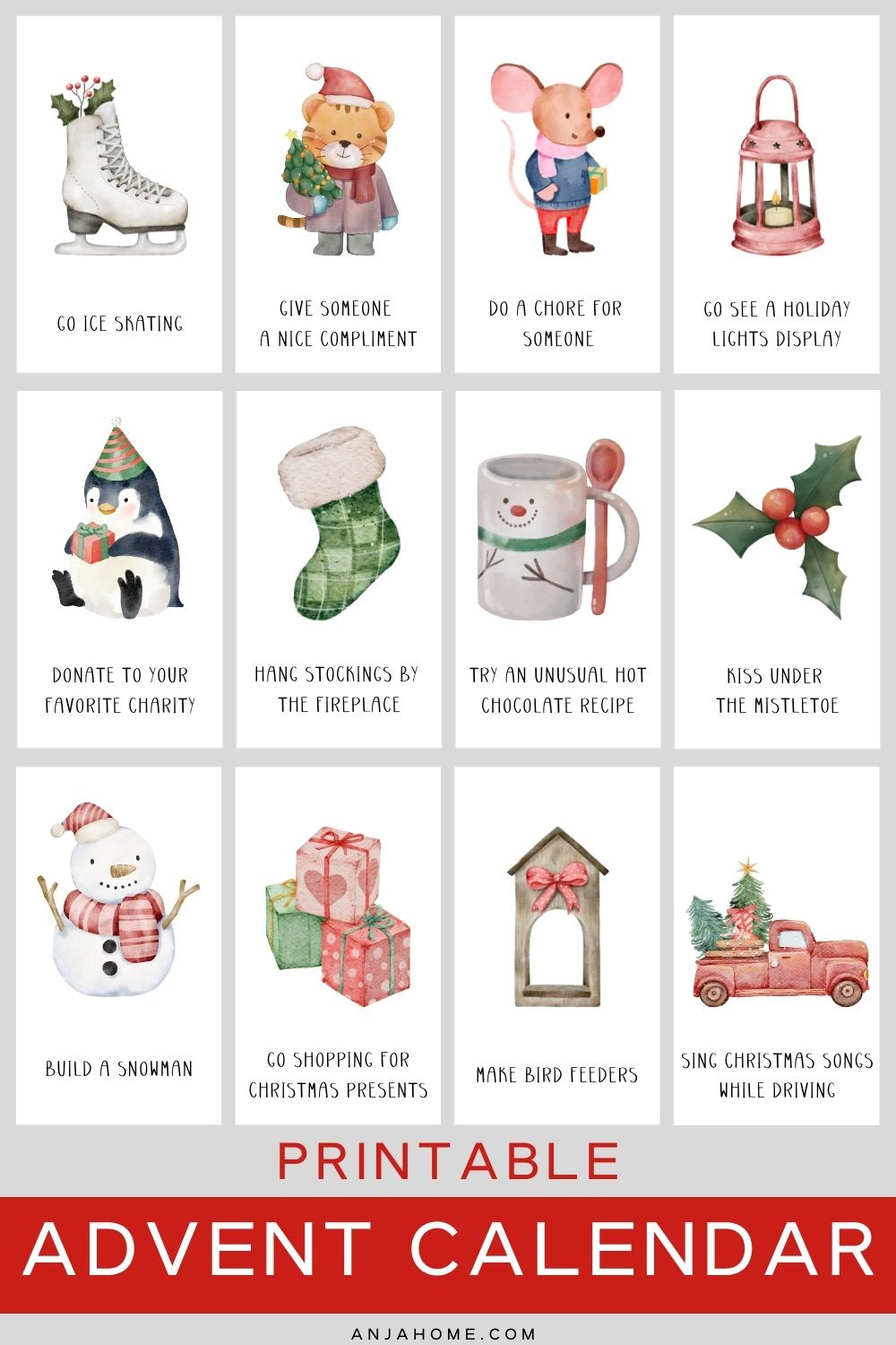 Free Printable Advent Calendar Christmas Activities - Anjahome in Free Printable Advent Calendar 2025 Activities