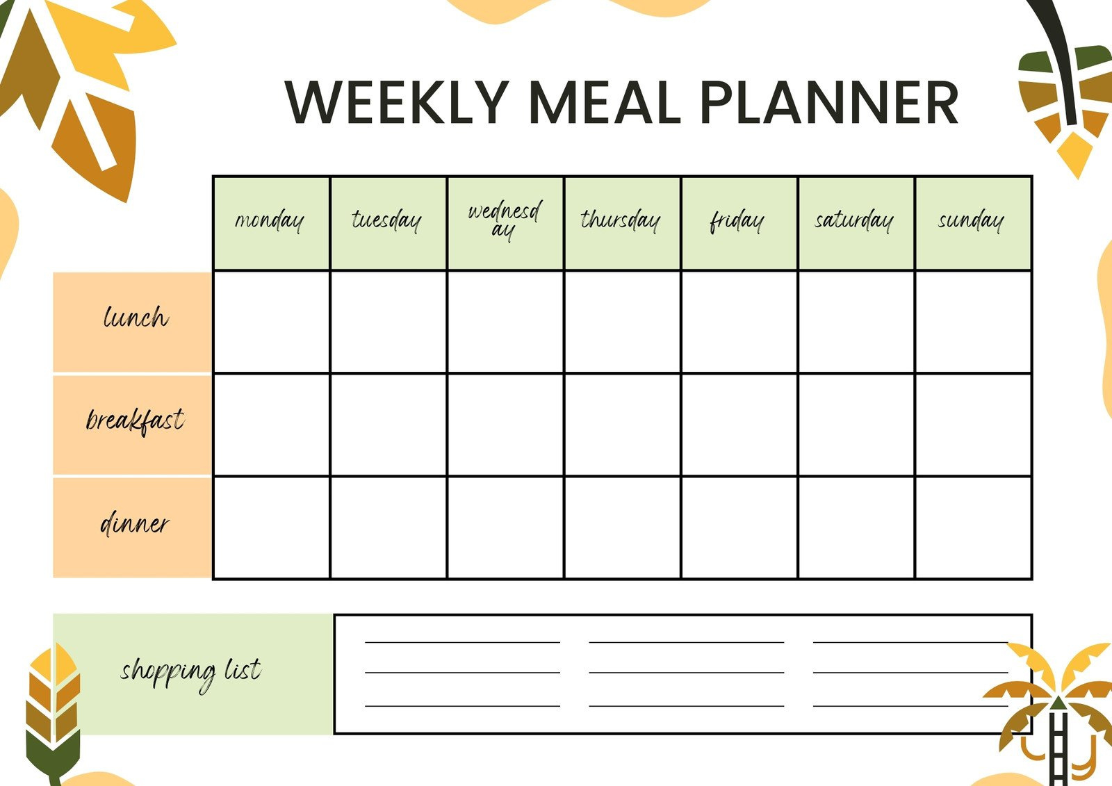 Free Printable, Customizable Monthly Menu Templates | Canva within Monthly Meal Calendar 2025 Printable