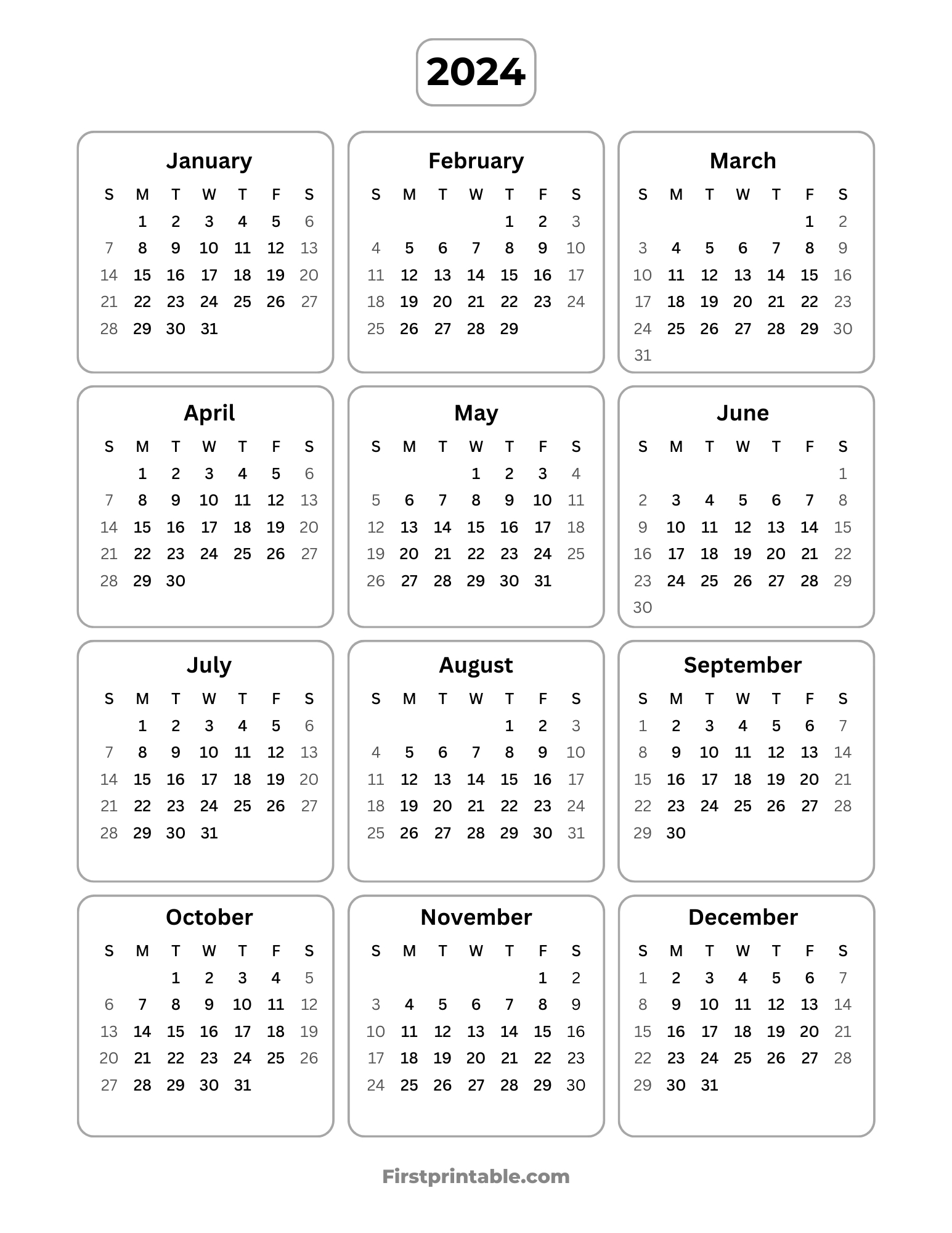 Free Printable Yearly Calendar 2024, 2025, 2026 within 10 Year Calendar Printable