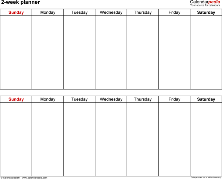 2 Weekly Calendar Printable